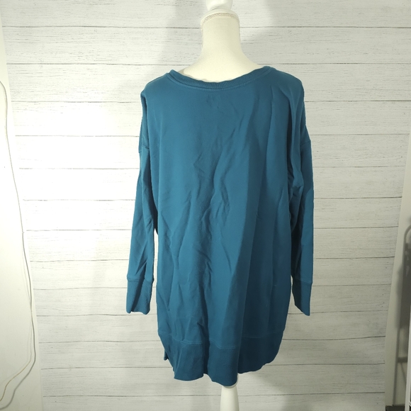 Teal Blue 1X Sweatshirt with split side - Picture 2 of 4